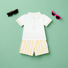 Lemon and White boys polo shirt and shorts set by deolinda