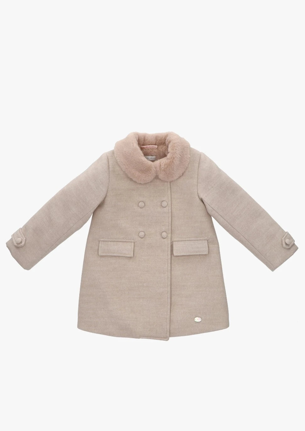 "Arabella" Faux Fur Collared Coat from tors childrens wear aw23 collection by spanish brand martin aranda