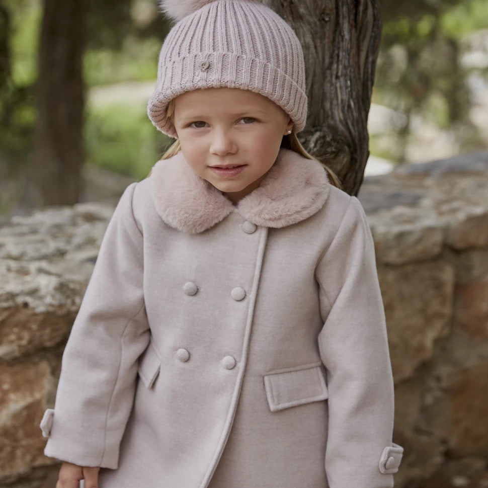 "Arabella" Faux Fur Collared Coat from tors childrens wear aw23 collection by spanish brand martin aranda