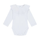 a unisex White frilled collar bodysuit by Deolinda.