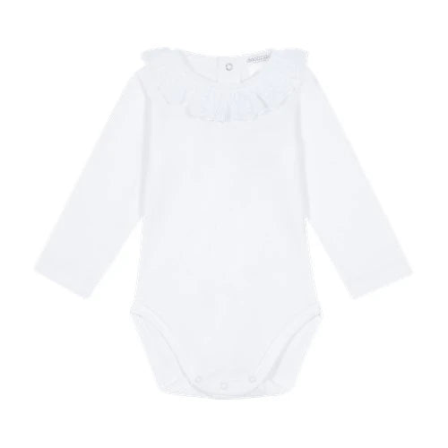 deolinda white lace baby bodysuit with long sleeves