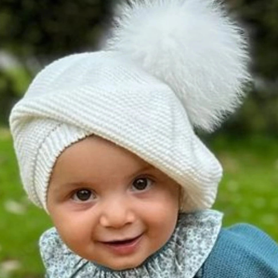 ivory faux fur beret by martin aranda