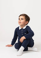 navy diamond knitted two piece set