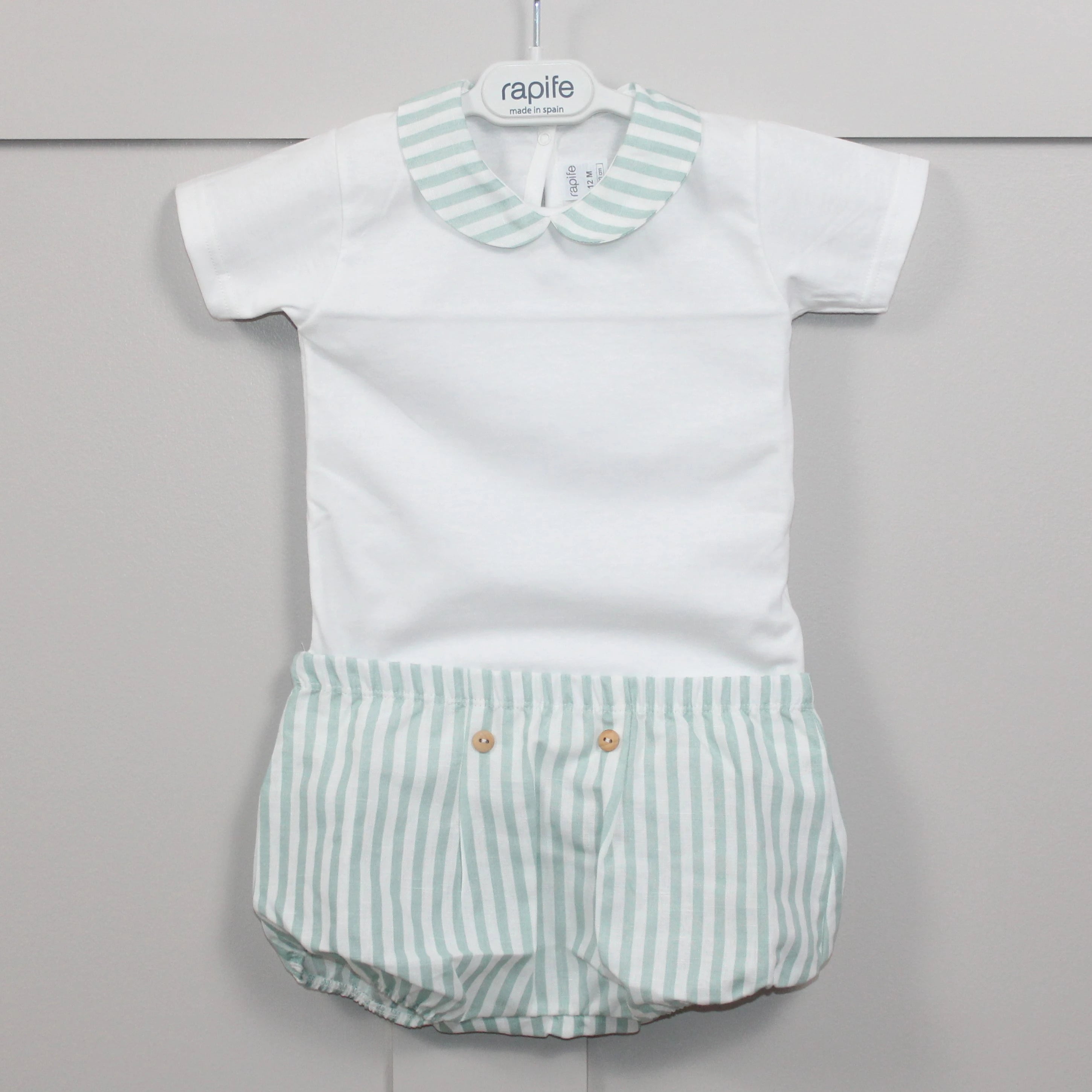 rapife mint striped bodysuit and shorts set