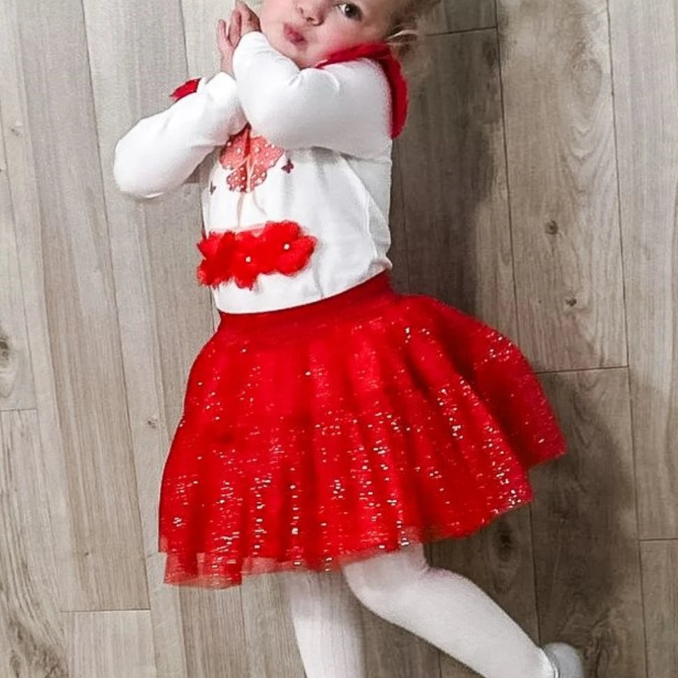 caramelo kids Red Tulle Fairy Sparkle Skirt Set from tors childrens wear