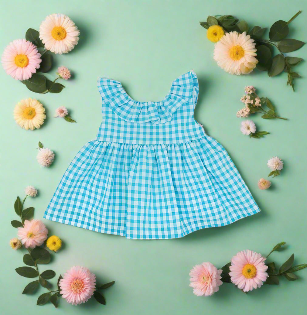 Turquoise Checks Dress