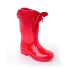 red fur trimmed wellies