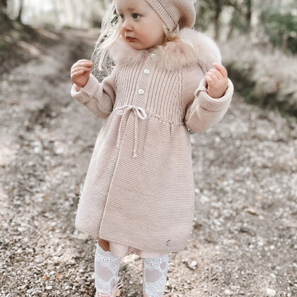 cozy Pink Faux Fur Hooded winter Coat