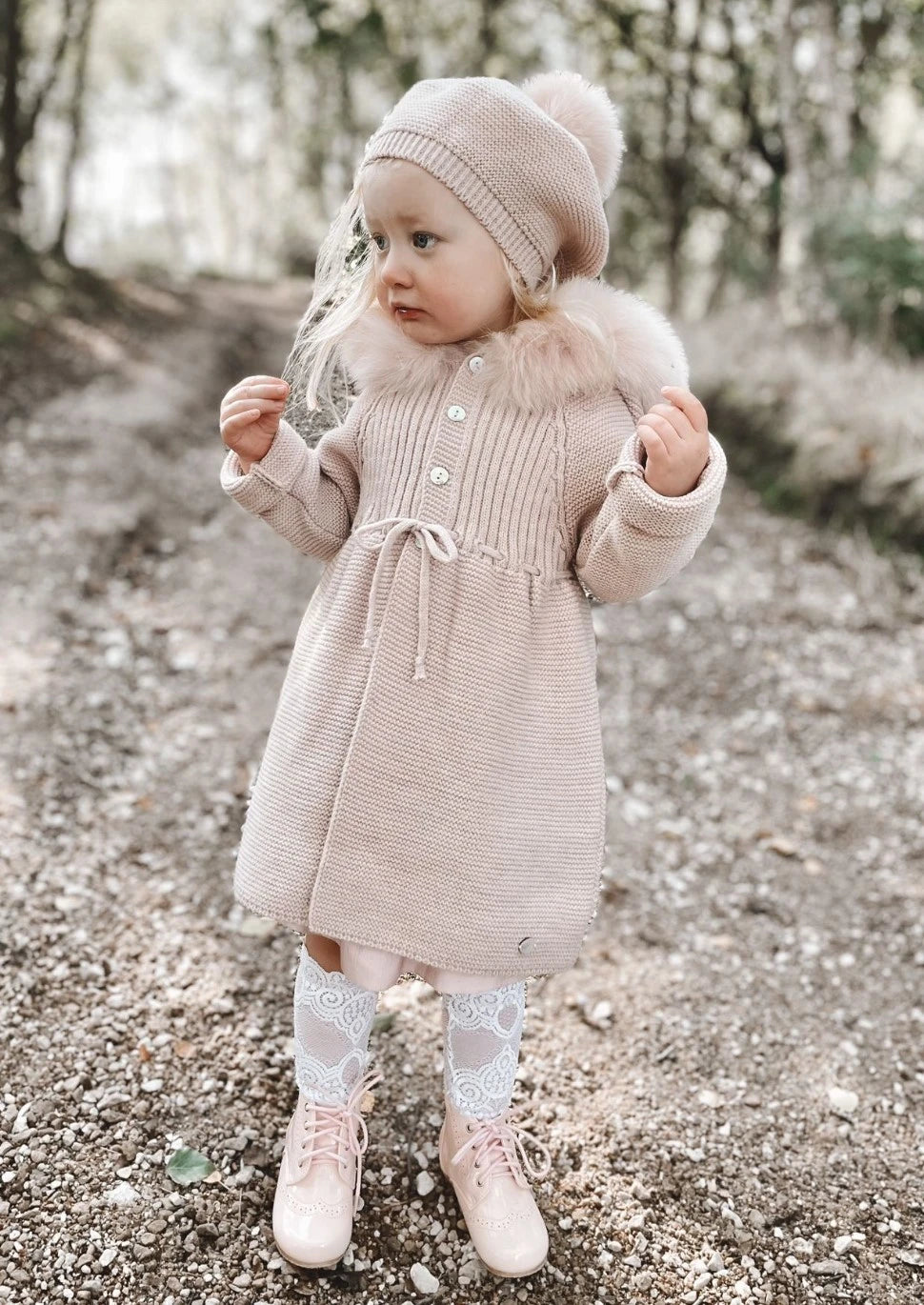 cozy Pink Faux Fur Hooded winter Coat