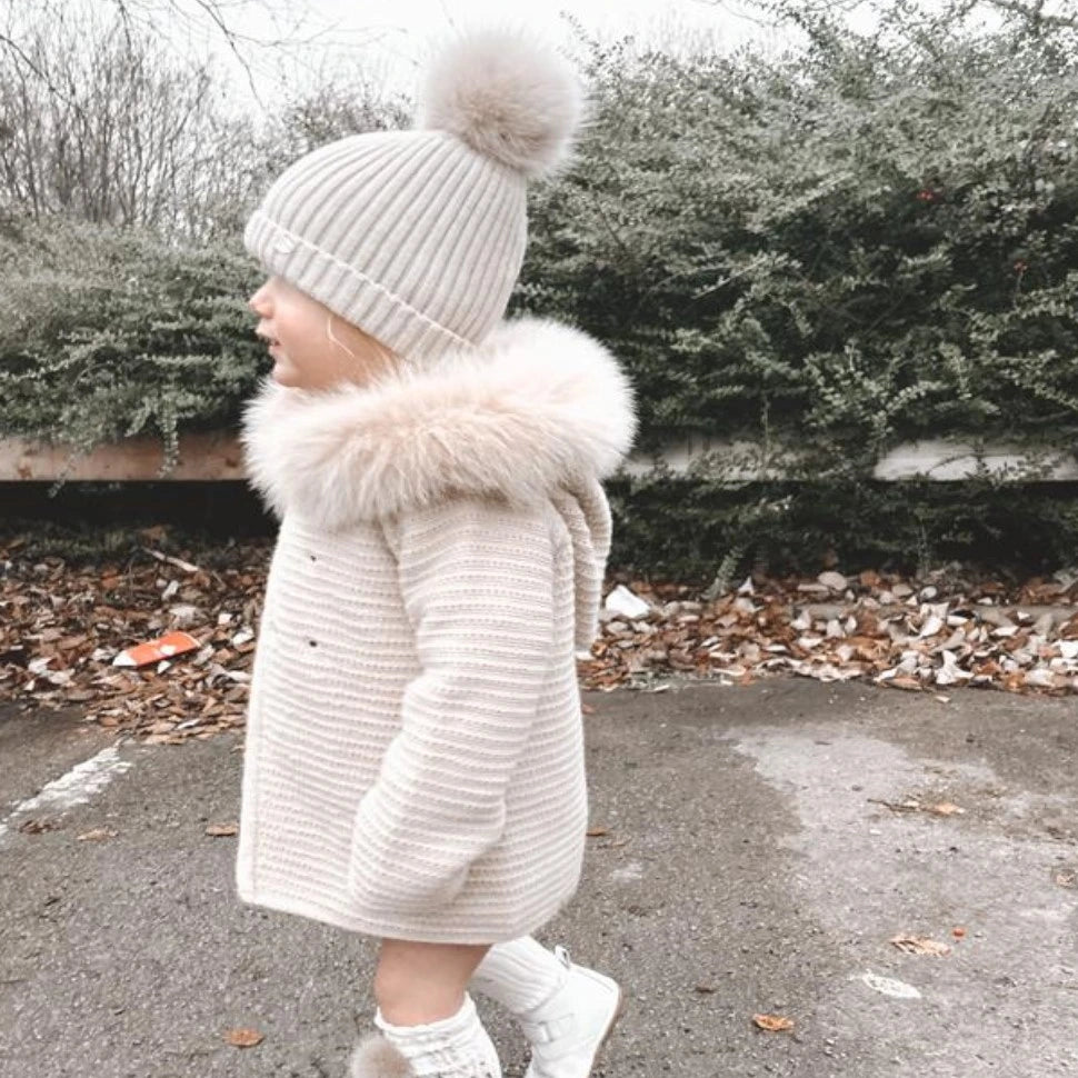 martin aranda beige single pom hat