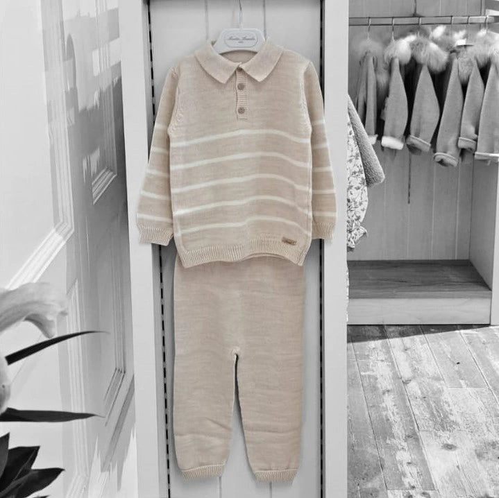 beige boys lounge set by martin aranda