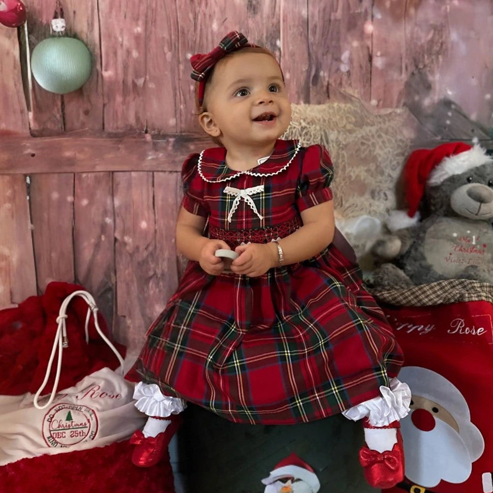 caramelo kids tartan smocked heart dress and headband at tors childrens wear