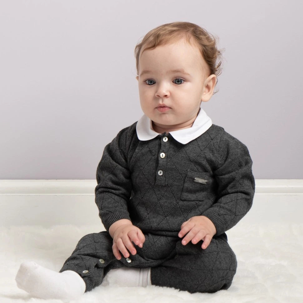 Charcoal Diamond Knitted Two Piece Set by caramelo kids available at tors childrens wear