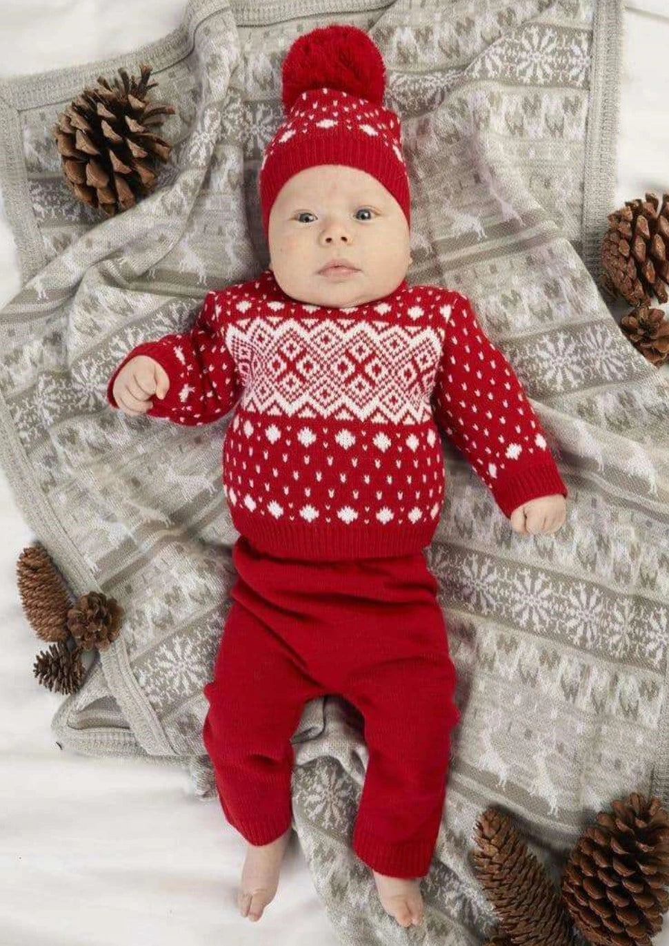 Red FairIsle 3 Piece knit Set by dandelion