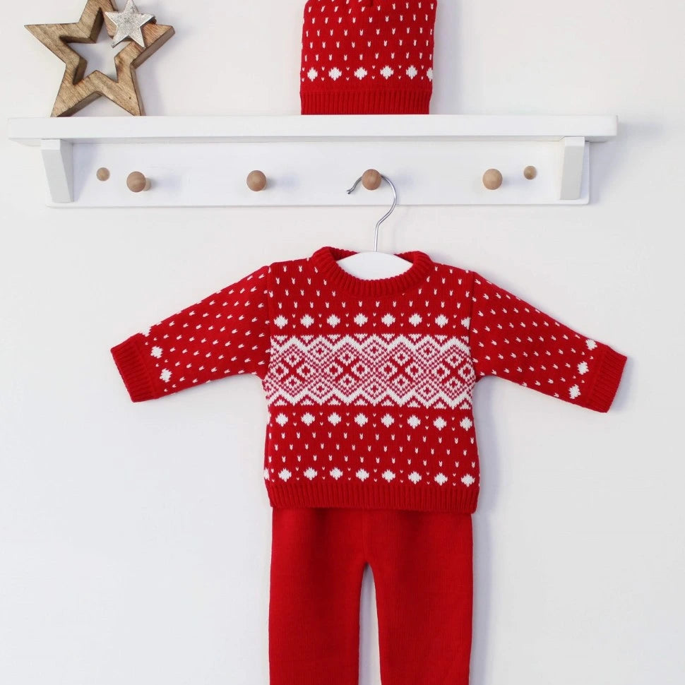 Red FairIsle 3 Piece knit Set by dandelion at tors childrens wear