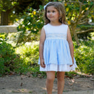 girls sky and white summer dress by dbb collections