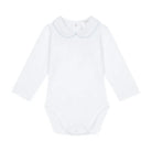 deolinda white collared baby bodysuit with long sleeves