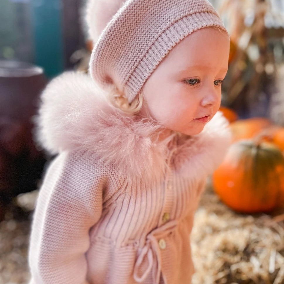 dusky pink single pom beret by martin aranda