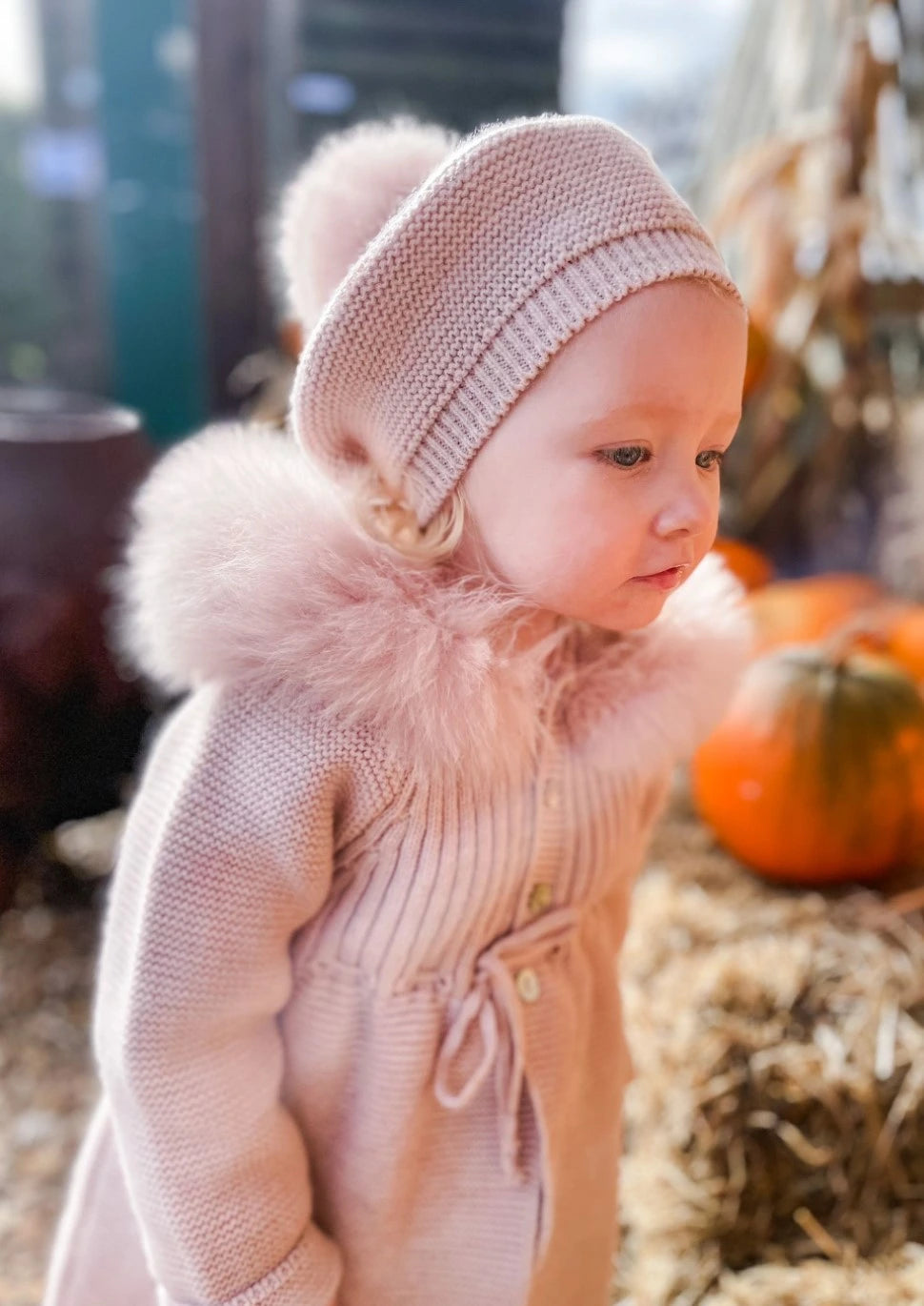 dusky pink single pom beret by martin aranda