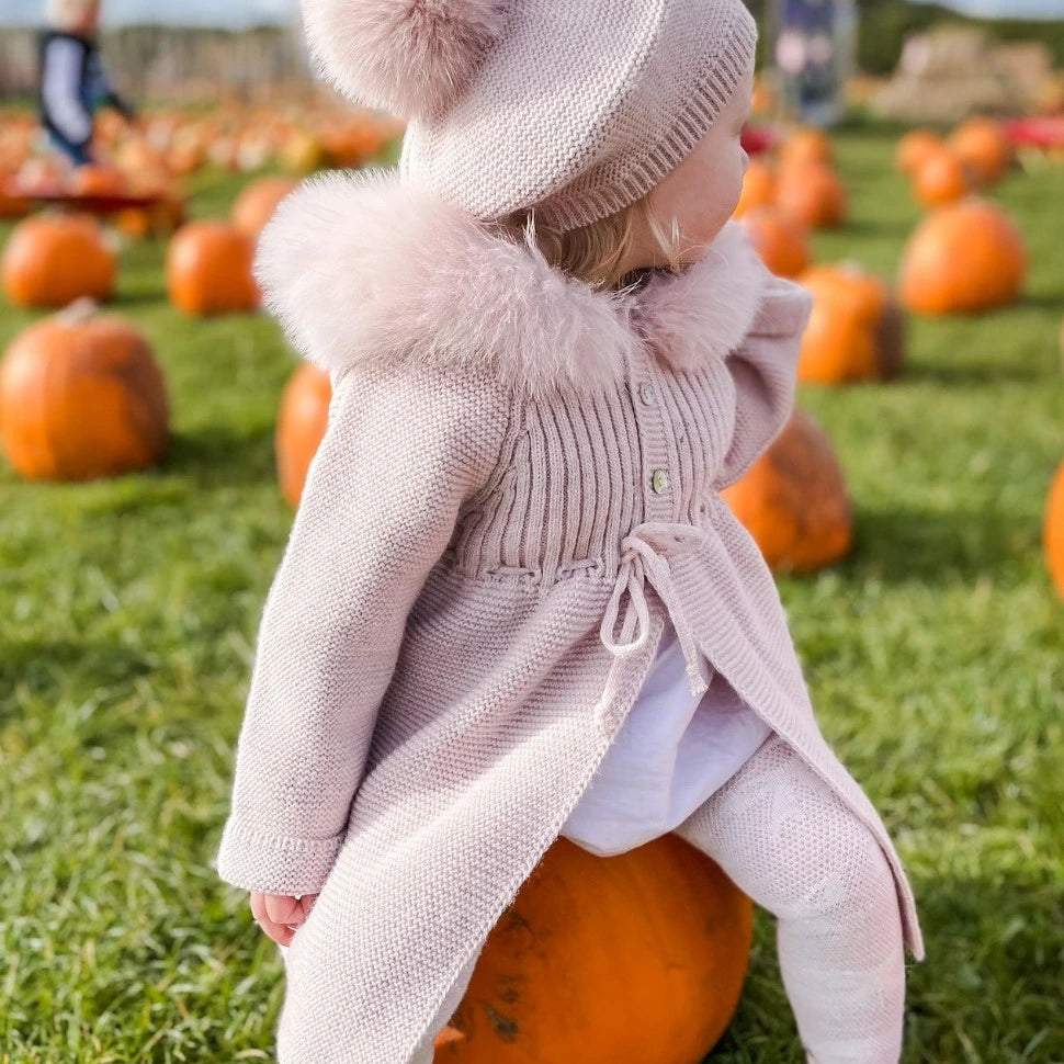 martin aranda dusky pink single pom beret