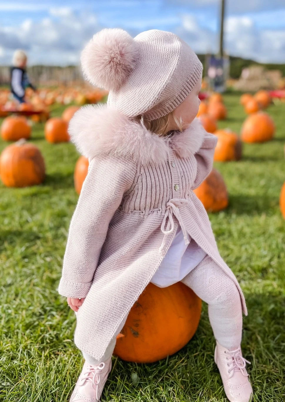 martin aranda dusky pink single pom beret