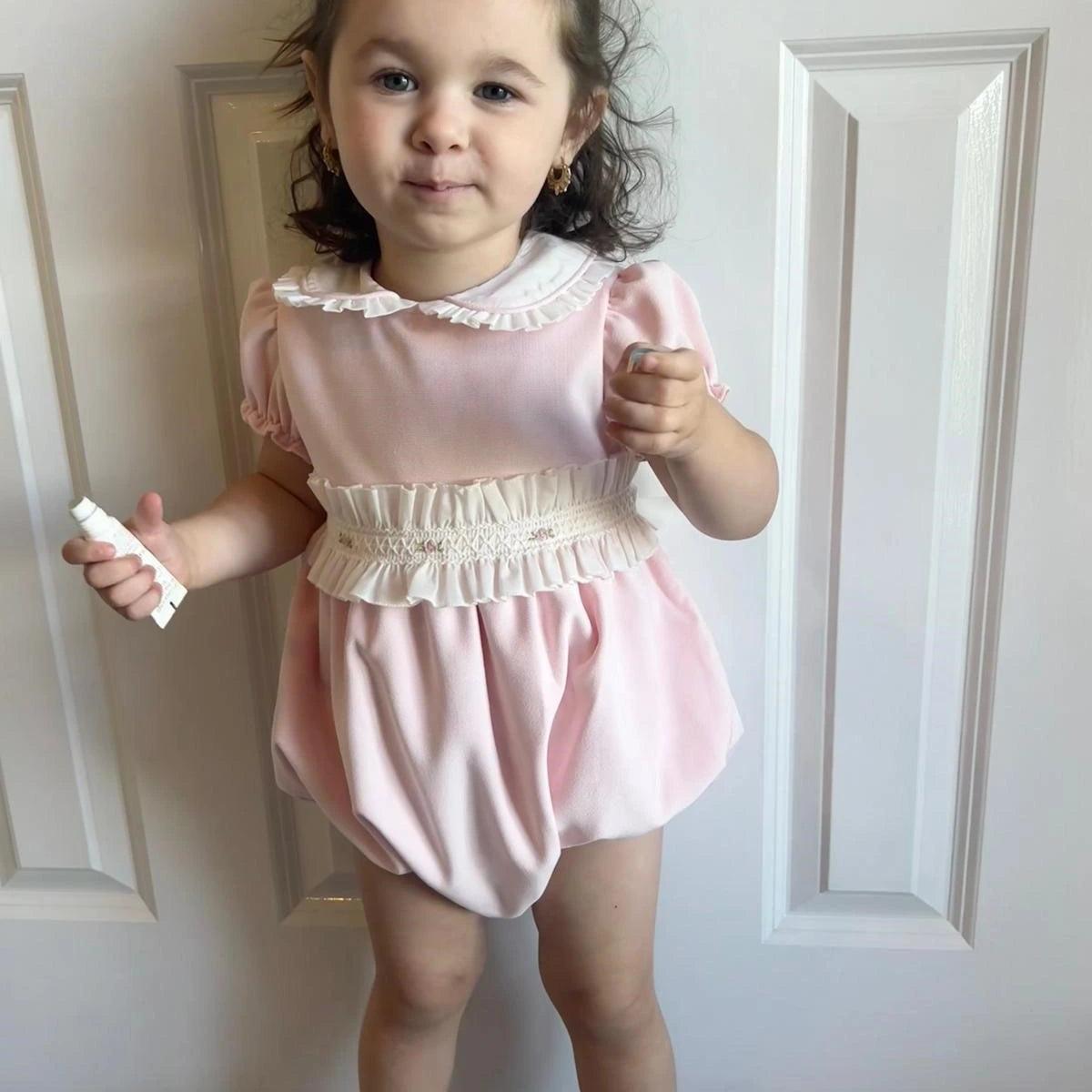 pink girls romper by fofettes