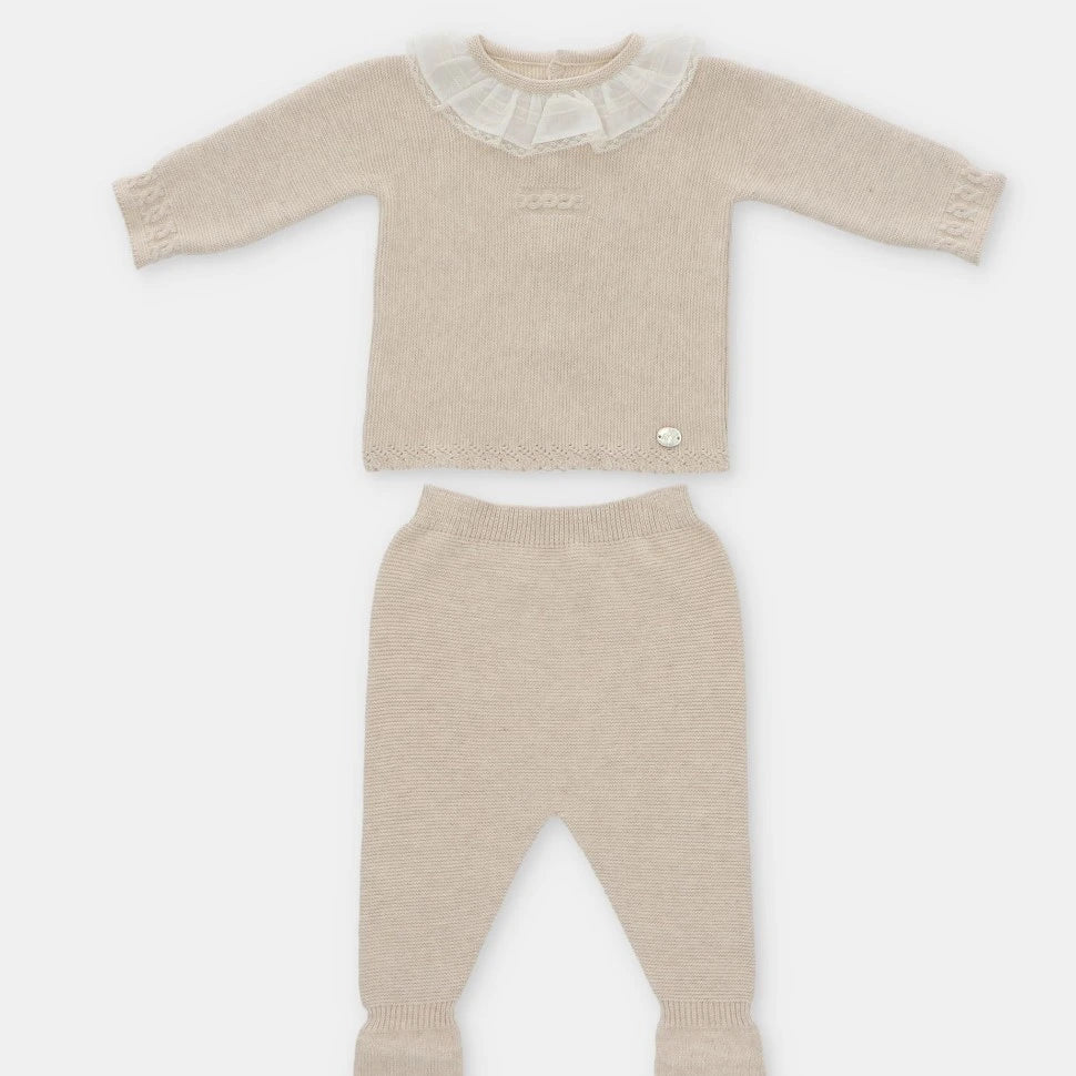 martin aranda "Carmen" Beige Knit Girls Set