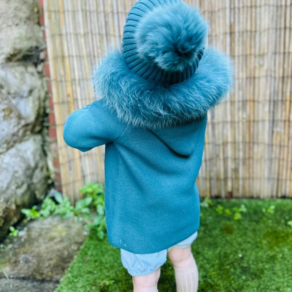 tors childrens wear aw23 collection martin aranda green faux fur hooded coat