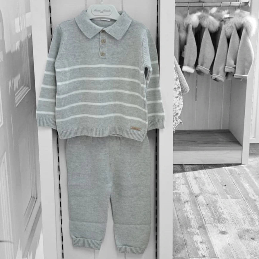 boys grey knit top and trousers