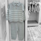 boys grey knit top and trousers