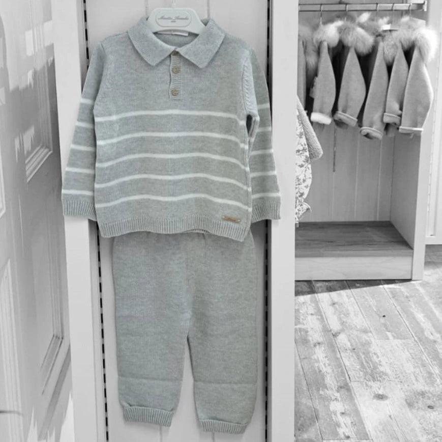 boys grey knit top and trousers