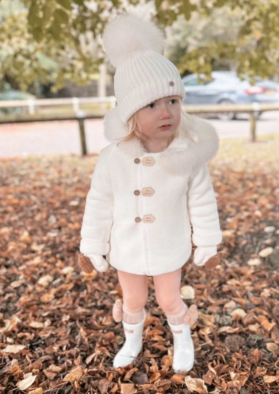 martin aranda ivory faux fur hooded coat