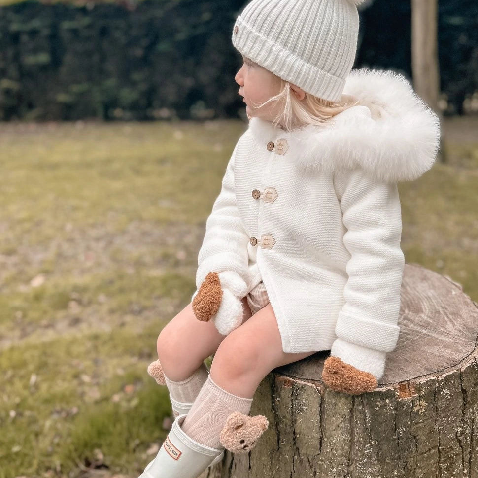 ivory faux fur jacket by martin aranda