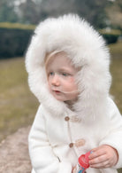 ivory faux fur hooded coat
