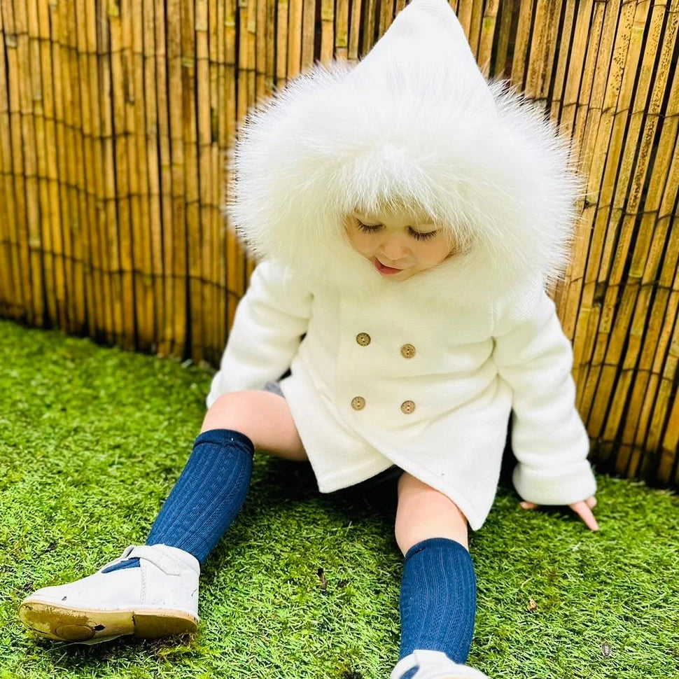 faux fur ivory hooded coat by martin aranda