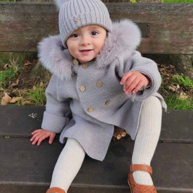 martin aranda taupe coloured faux fur hooded coat from tors childrens wear