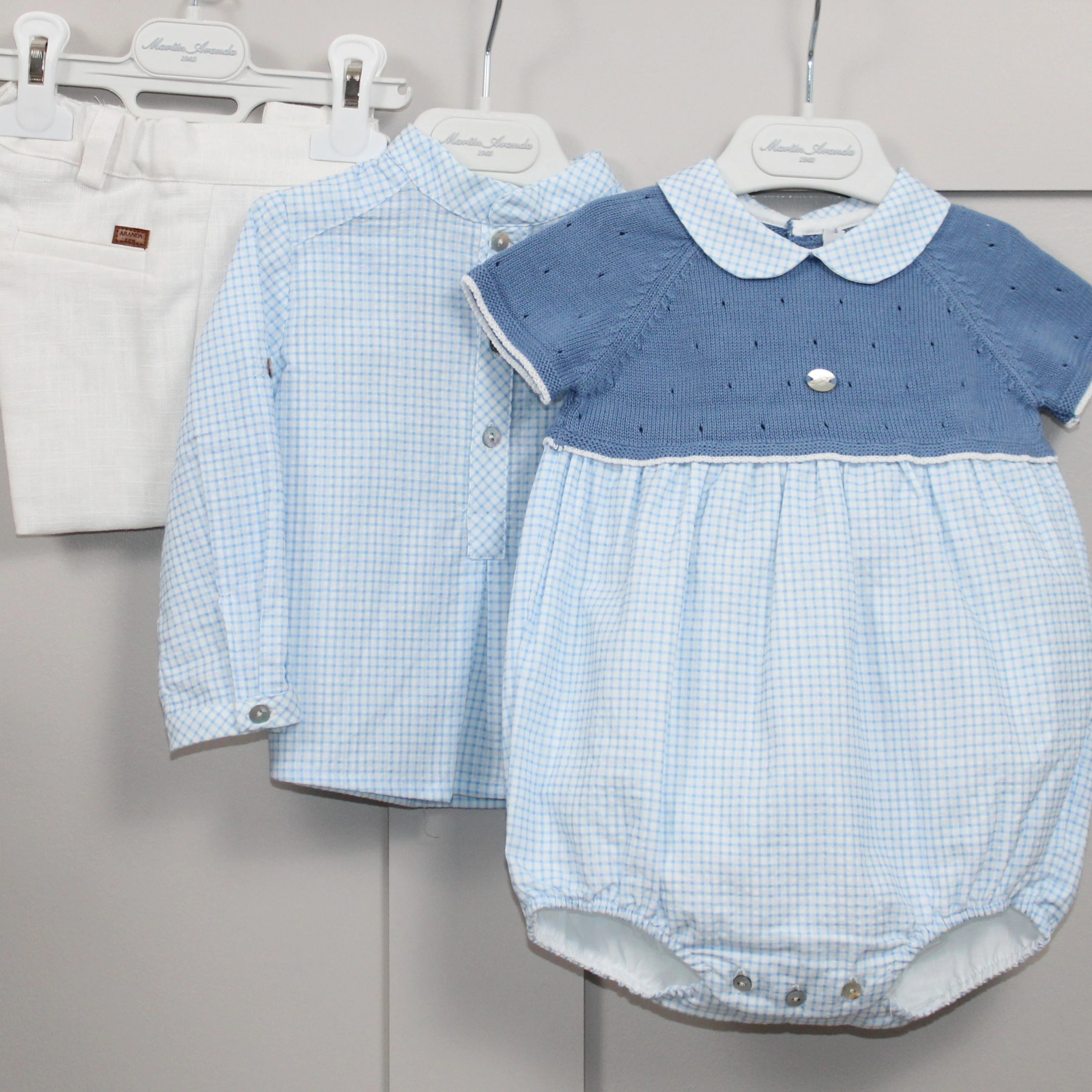 martin aranda half knit romper and boys sibling set