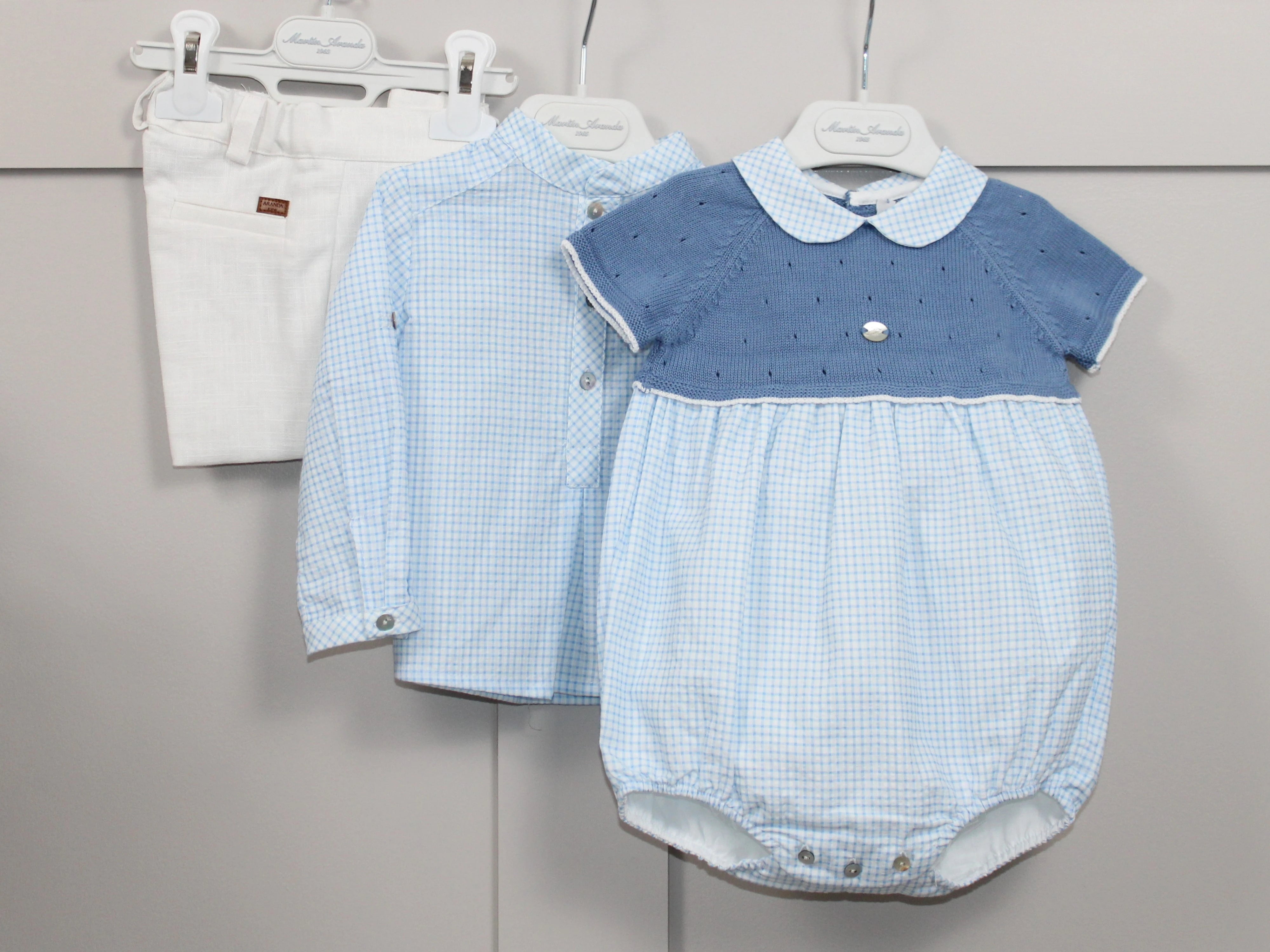 martin aranda half knit romper and boys sibling set