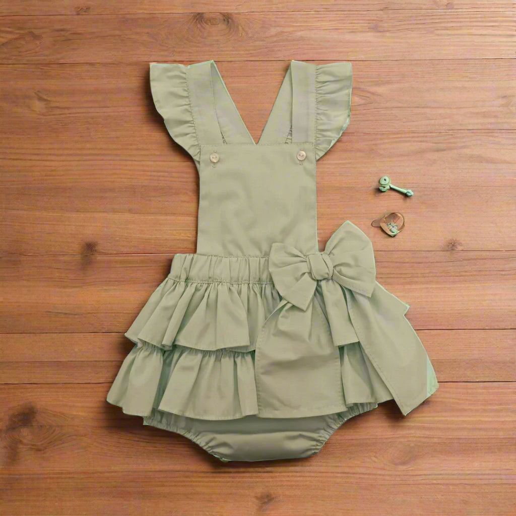 puro mimo girls frilled dungaree