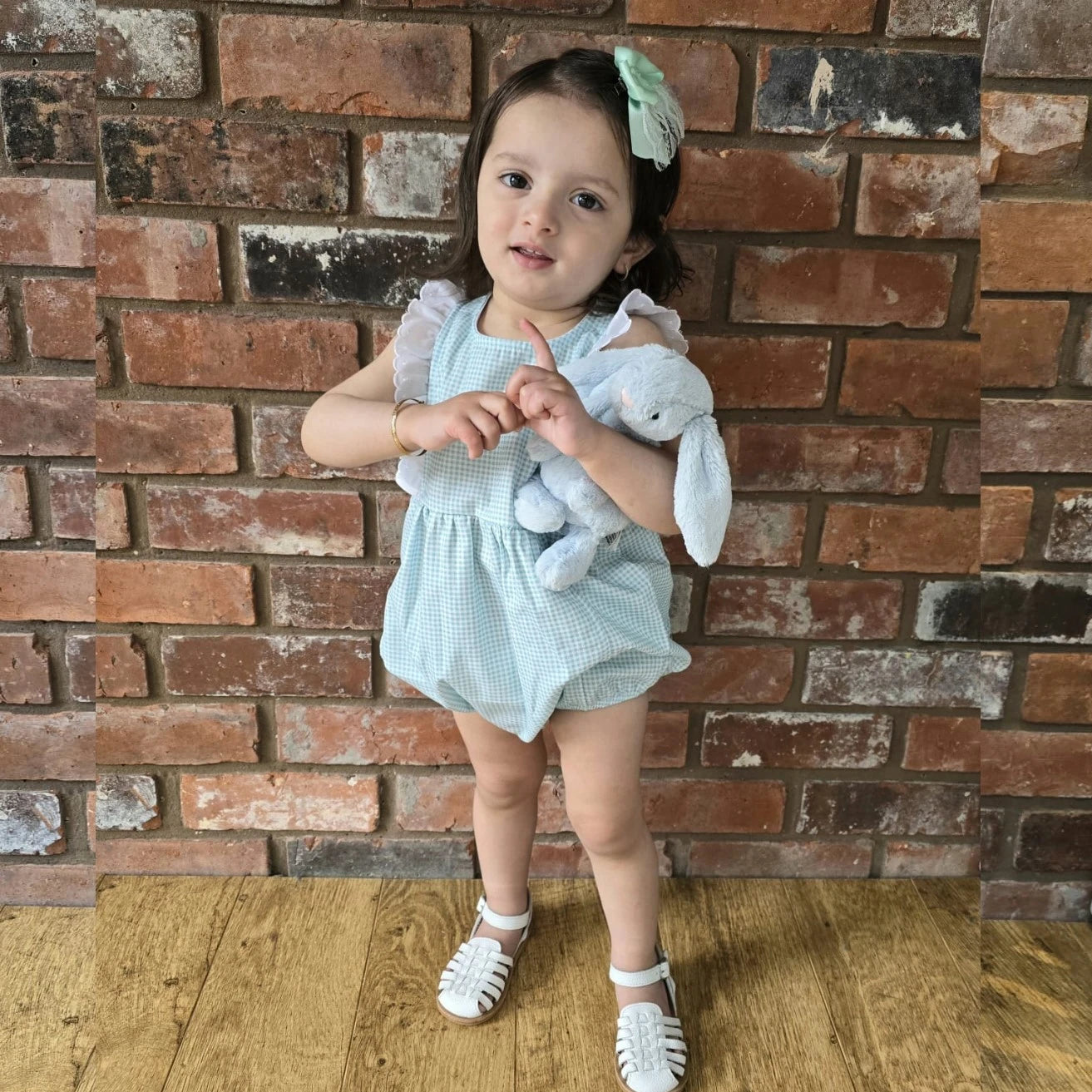 rapife Turquoise Gingham Girls Romper