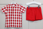 rapife Red check grandad shirt and shorts set
