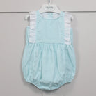 Turquoise Gingham Girls Romper