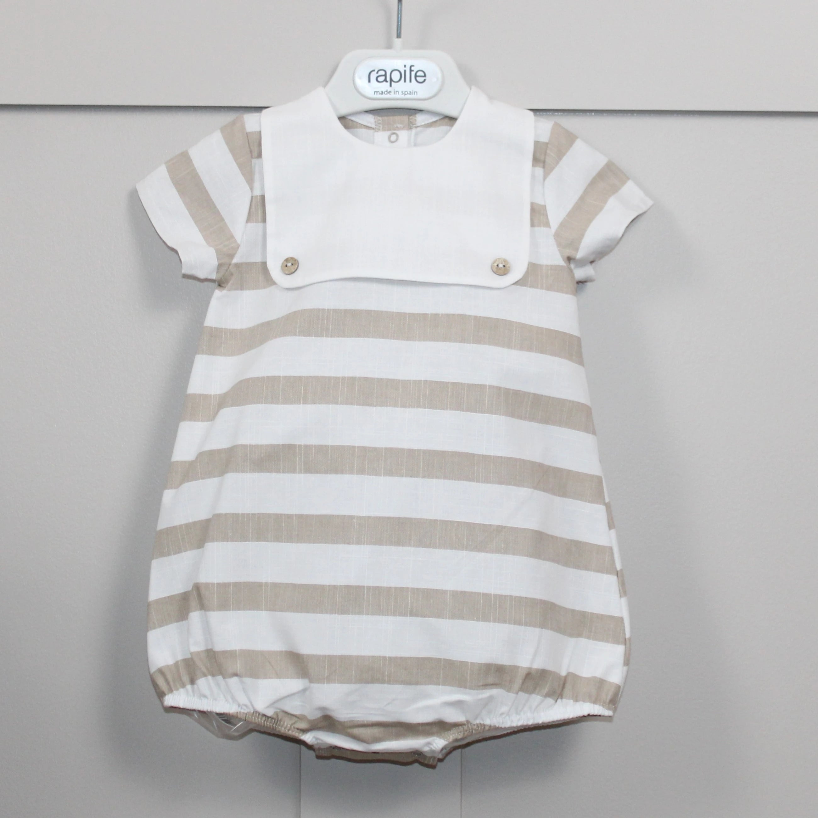 Rapife camel stripe bib boys romper