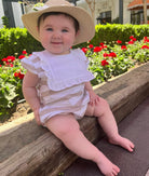 rapife camel striped frill romper