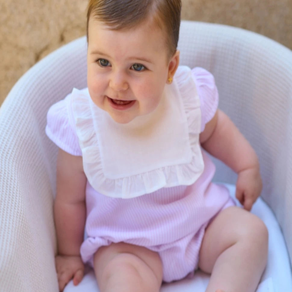 rapife pink baby grow with white bib