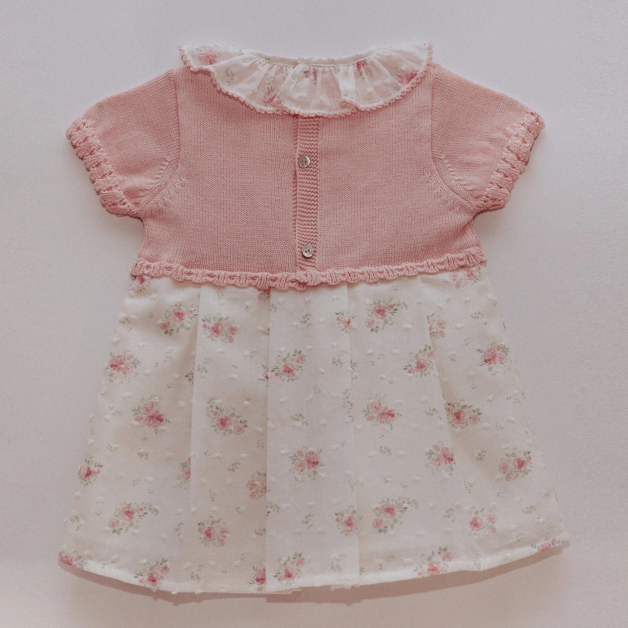 rigola half knit dress with floral print skirt