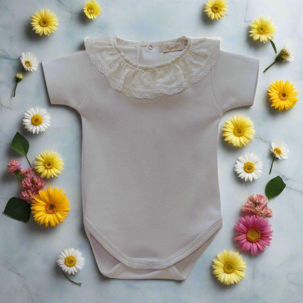 lemon bodysuit with floral print collar and matching jam pants
