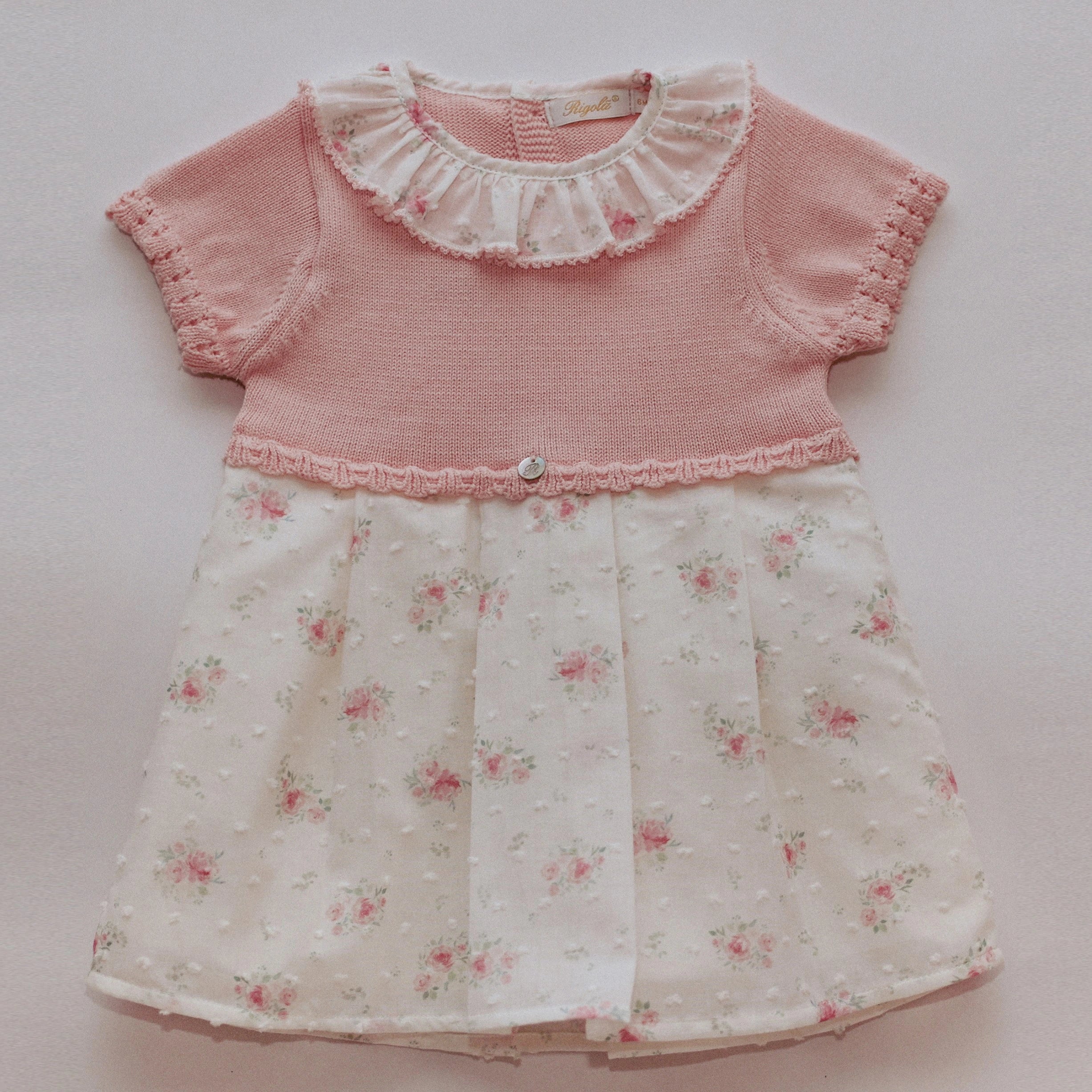 rigola half knit dress with floral print skirt