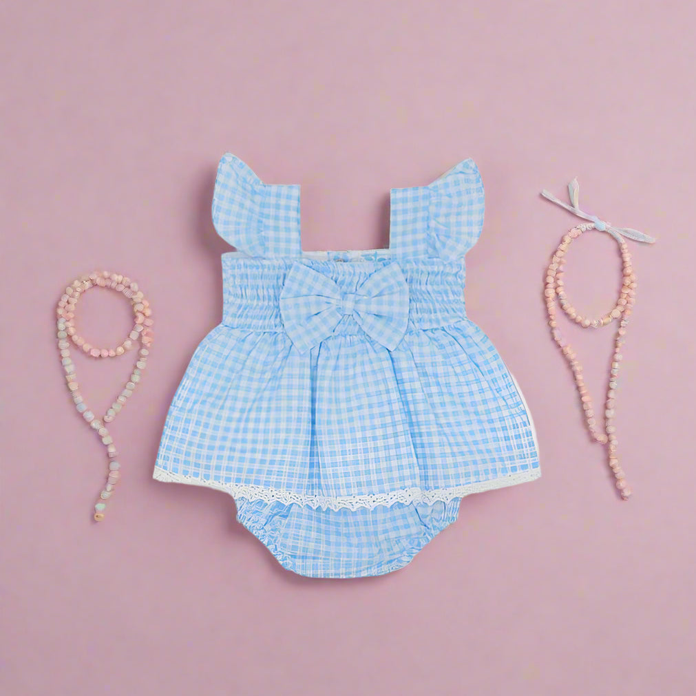sardon blue gingham baby dress