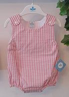 sardon cherry seersucker striped romper